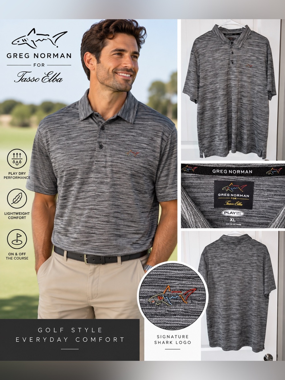 Men's Gray Heather Polo Shirt